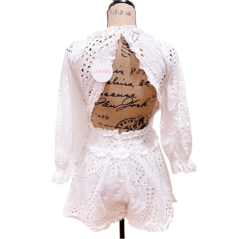 White Eyelet Lace Romper - Picture 4 of 10